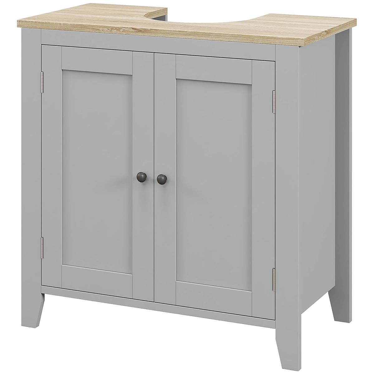 Picture of 212 Main 834-306V80GY kleankin Bathroom Vanities - Pedestal Sink Cabinet with U-Shaped Cut Out & Adjustable Shelf&#44; Gray