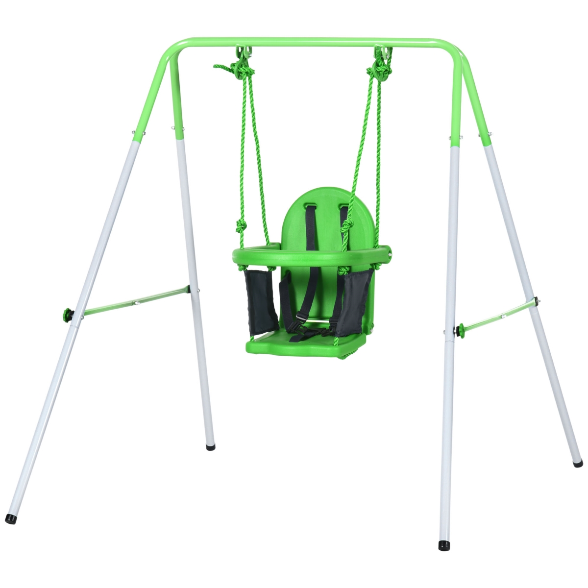 Picture of 212 Main 344-065V00GN Outsunny Toddler Swing Set with Metal Stand - Safety Seat Belt for Kids Aged 6-36 Months - Backyard Indoor & Outdoor Use&#44; Green