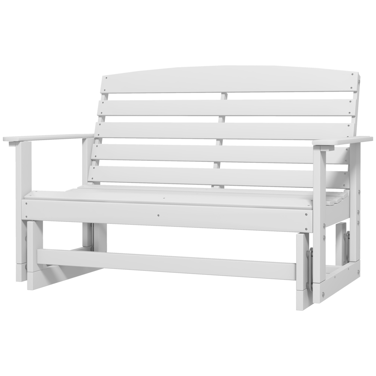 84G-025V00WT Outsunny 2-Person HDPE Glider Bench with Slatted Design & Smooth Motion, Pure White