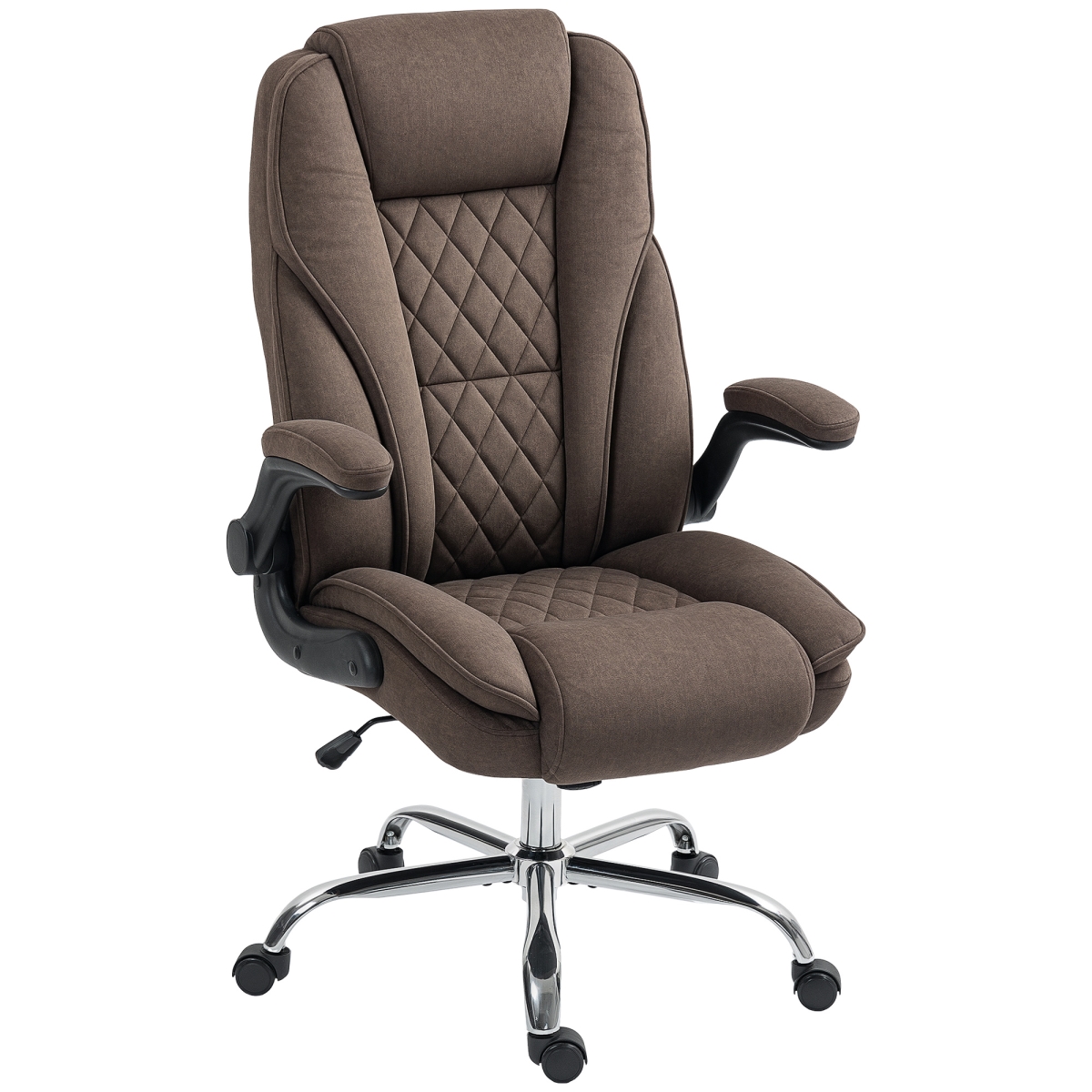 Picture of 212 Main 921-799V00DR HOMCOM Executive Office Chair - Desk Chair with Flip-Up Armrest - Diamond Fabric Computer Chair for Home Office&#44; Dark Brown