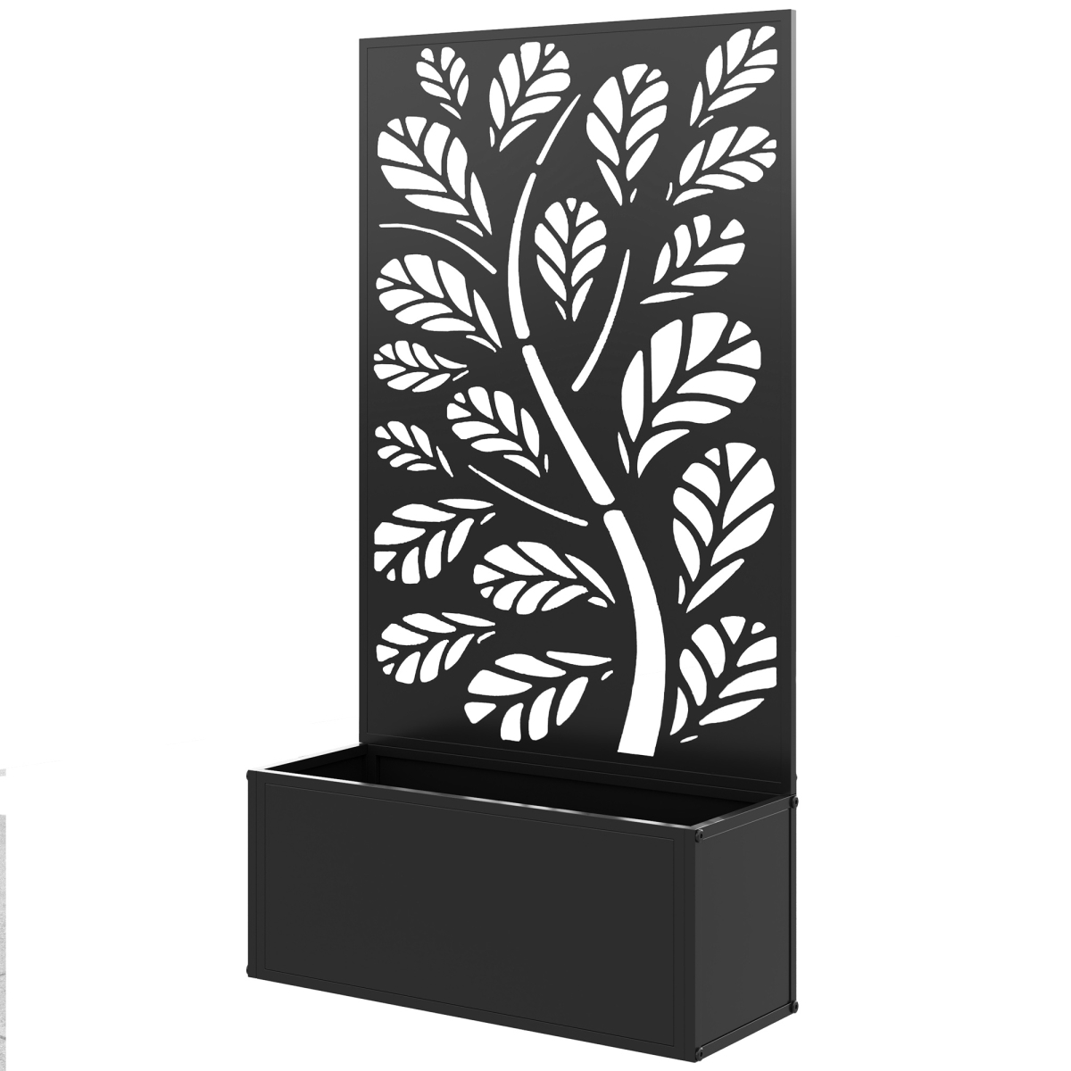 Raised Garden Bed with Trellis - Black - Freestanding - Durable Metal Design