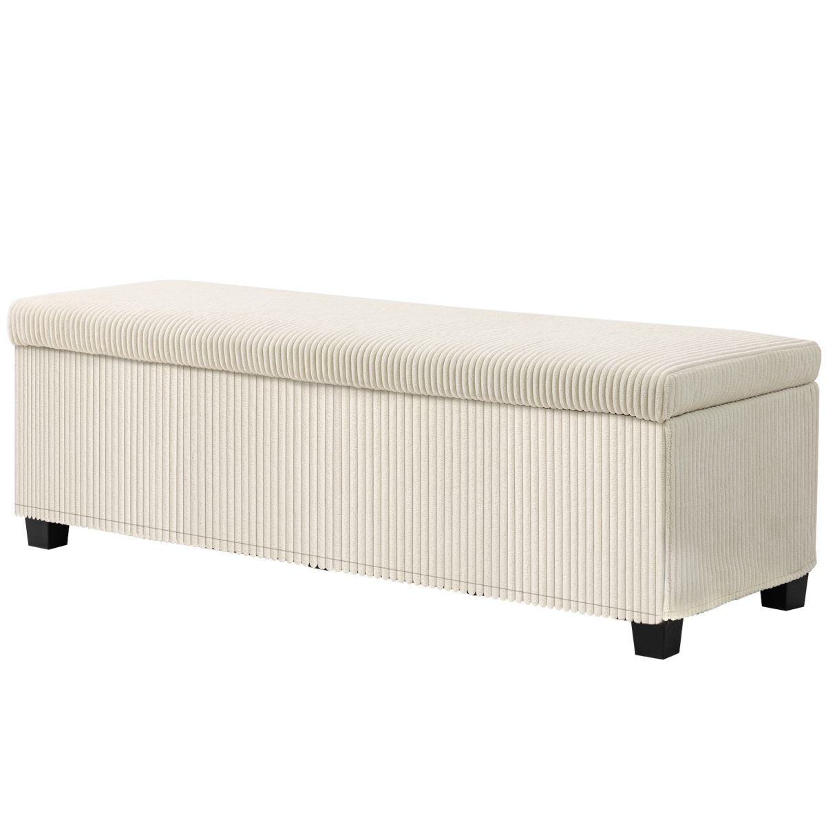 Picture of 212 Main 838-531V00BG 47 in. HOMCOM Storage Ottoman Bench - Foot Rest with Legs - End of Bed Bench - Corduroy Storage Chest for Living Room&#44; Beige