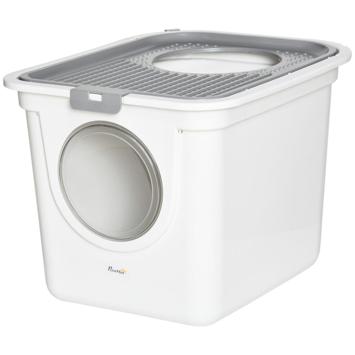 Picture of 212 Main D31-049 PawHut Covered Cat Litter Box - Easy Cleaning Kitty with Front Entrance - Top Exit - Scoop for Odor Control&#44; White