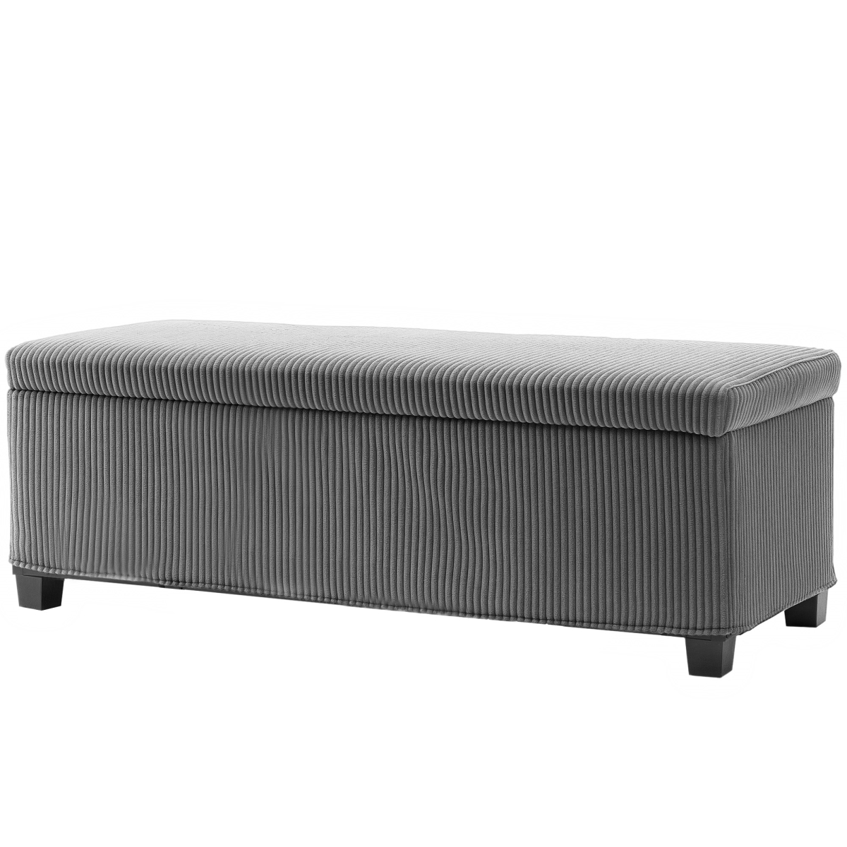 Picture of 212 Main 838-527V00GY 44 in. HOMCOM Ottoman with Storage - Lid - Legs - Corduroy End of Bed Bench for Living Room - Bedroom - Entryway&#44; Gray