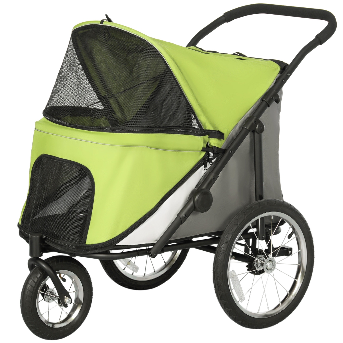 Picture of 212 Main D00-199V00YG PawHut 3 Wheels Dog Stroller with One-Hand Fold - Rubber Wheels - Storage Bag - Soft Cushion for Small & Medium Dogs&#44; Yellowish Green