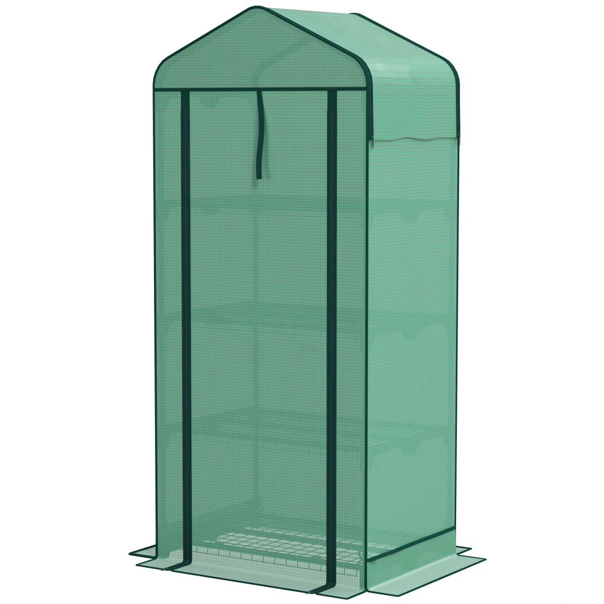 84H-192V00GN Outsunny Mini Greenhouse with Screen Roof - 4 Tier Portable Greenhouse with High Strength PE Cover, Green - Small