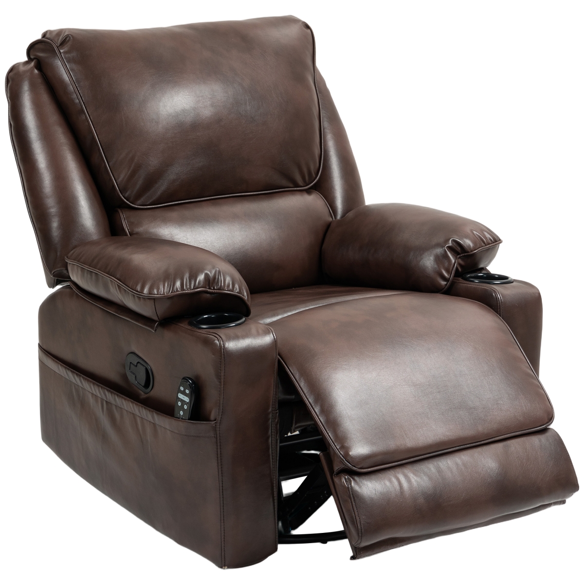Picture of 212 Main 700-175V80BN HOMCOM Recliner Massage Armchair with Heat Oversized Swivel Rocker with Footrest Remote & Side Pockets&#44; Brown