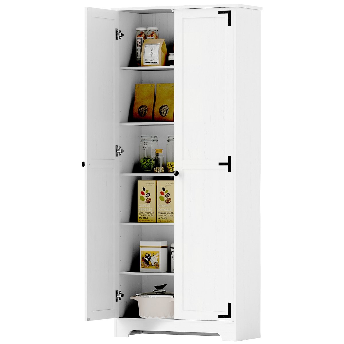 Picture of 212 Main 838-505V81WT 72 in. HOMCOM Farmhouse Pantry Cabinet - Freestanding Food Pantry Cabinet with Adjustable Shelves&#44; White