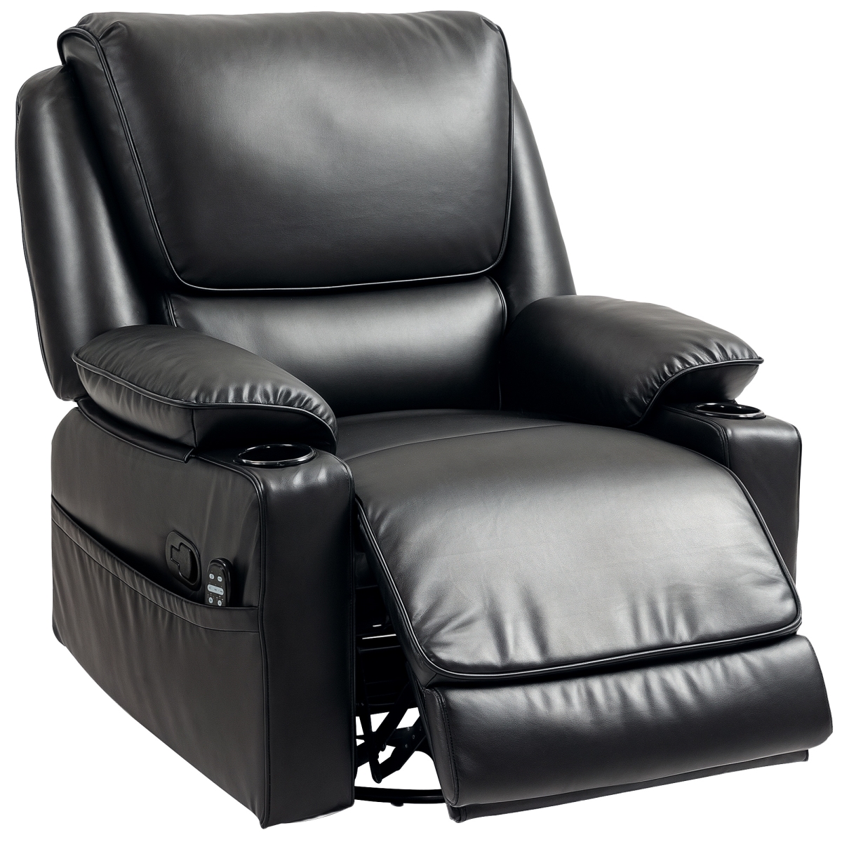 Picture of 212 Main 700-175V80BK HOMCOM Recliner Massage Armchair with Heat Oversized Swivel Rocker with Footrest Remote & Side Pockets&#44; Black