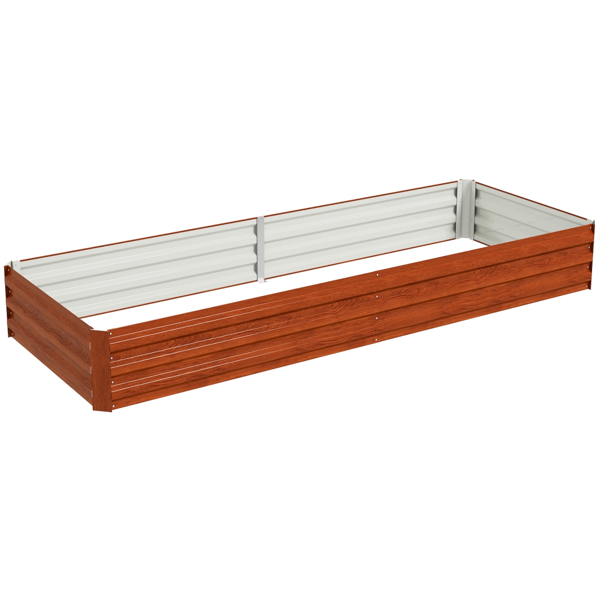 Galvanized Raised Garden Bed - Natural Wood - 95 x 36 x 12 in. - Durable Design