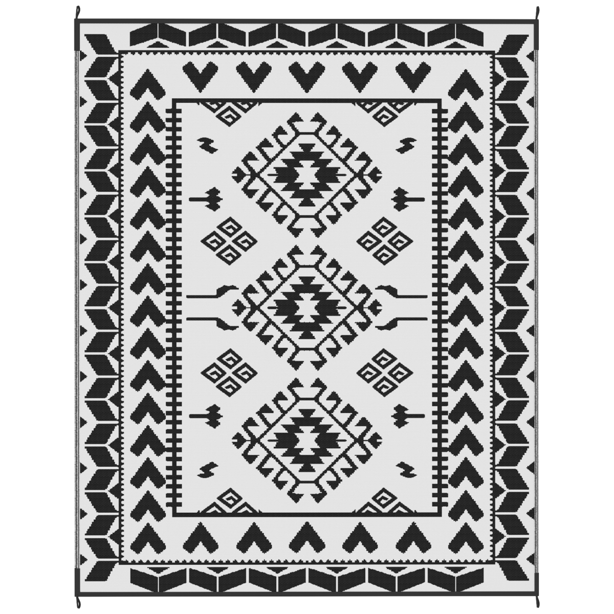 Picture of 212 Main 84J-062V00BK 8 x 10 ft. Outsunny Reversible Outdoor Rug - Waterproof Plastic Straw with Carry Bag&#44; Black & White Rhombus Patchwork