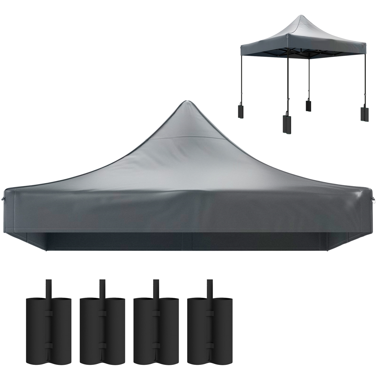 Picture of 212 Main 84C-613V00CG 10 x 10 ft. Outsunny Replacement Canopy Top for Pop Up Canopy Tent with 4 Sand Bags - UPF50 Plus Protection&#44; Dark Gray