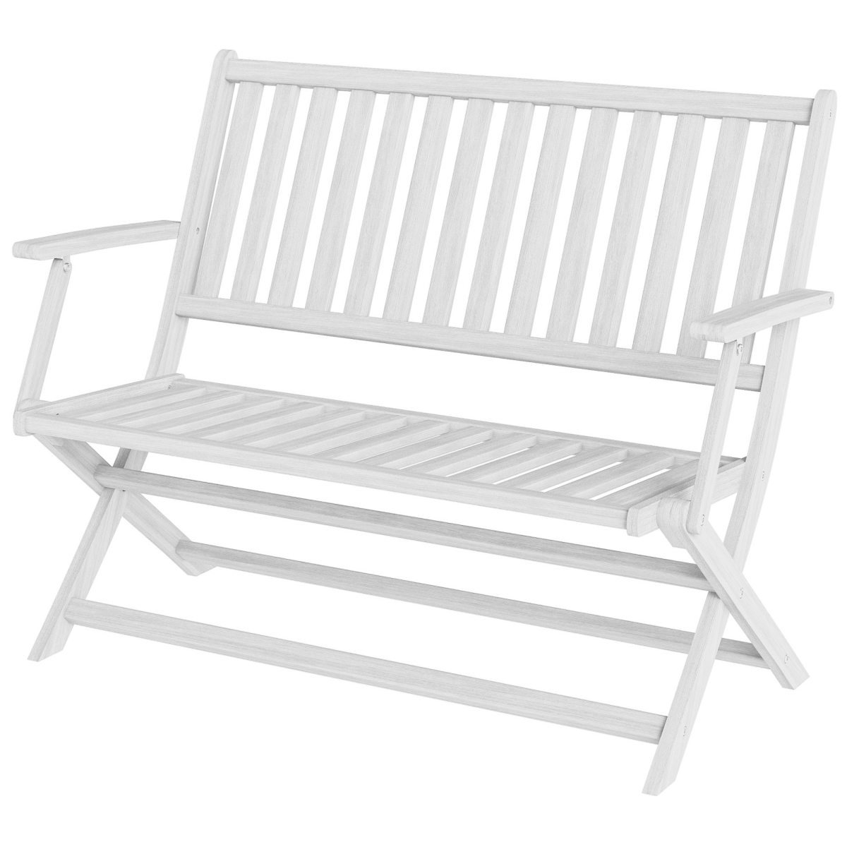 Picture of 212 Main 84G-480V00WT Outsunny 2-Person Foldable Wood Outdoor Bench with Backrest & Armrests for Garden - Porch - Park - Balcony&#44; White