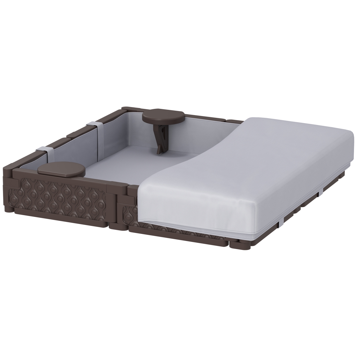 Picture of 212 Main 343-078V00DR 47 x 47 x 9 in. Qaba Kids Sandbox with Cover - 4 Corner Seats - Bottom Liner for Backyard - Garden - Outdoor&#44; Dark Brown