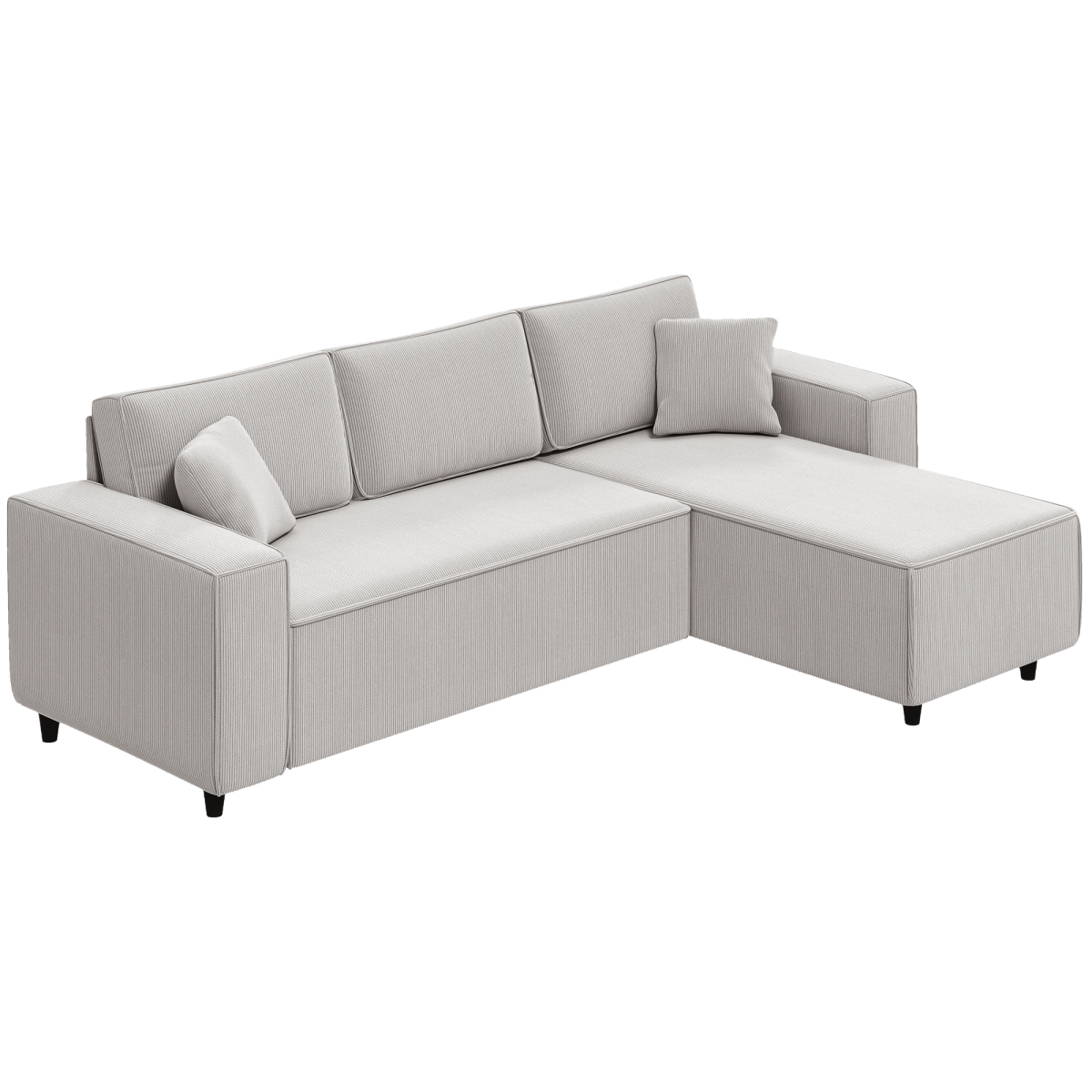 Picture of 212 Main 83B-352V00LG HOMCOM Corner Sofa with Reversible Chaise Lounge - Corduroy L-Shaped Sectional Sofa with Pocket Spring&#44; Light Gray