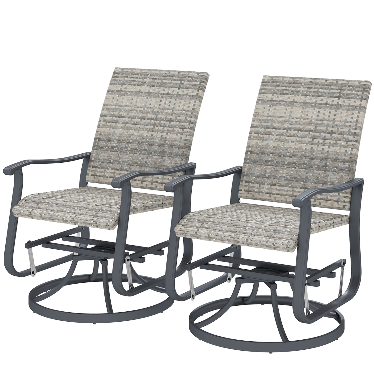 Picture of 212 Main 867-286V01YL Outsunny Wicker Rattan Swivel Patio Outdoor Glider Chair with Steel Frame&#44; High Back & Armrests&#44; Yellow - Set of 2