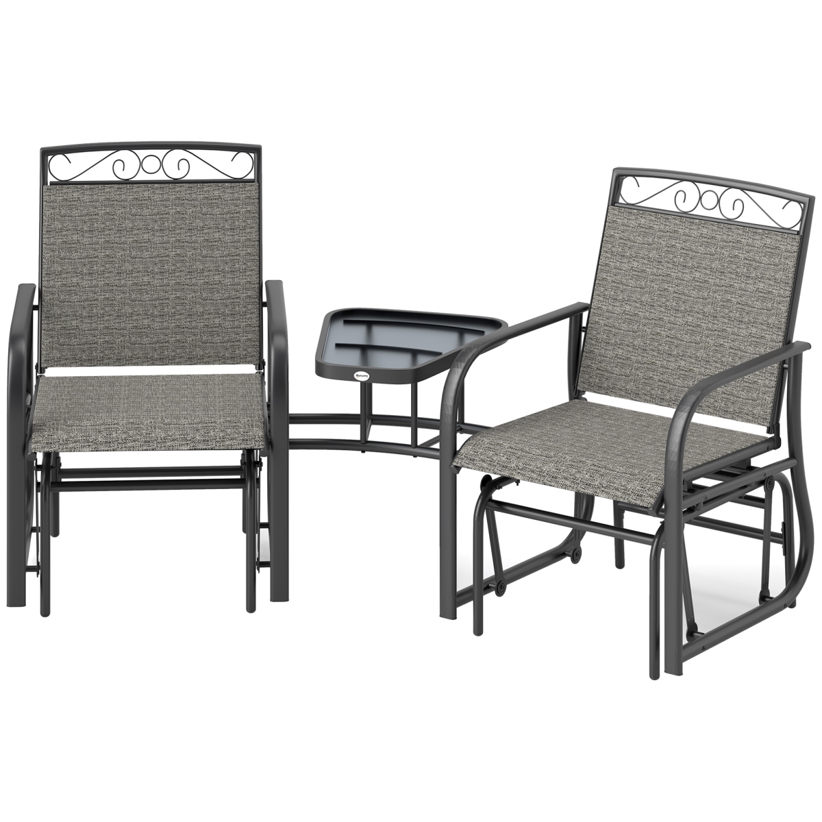 Picture of 212 Main 84B-731V00GY Outsunny Outdoor Glider Chairs with Coffee Table&#44; Patio 2-Seat Rocking Chair Swing with Breathable Sling for Backyard&#44; Gray