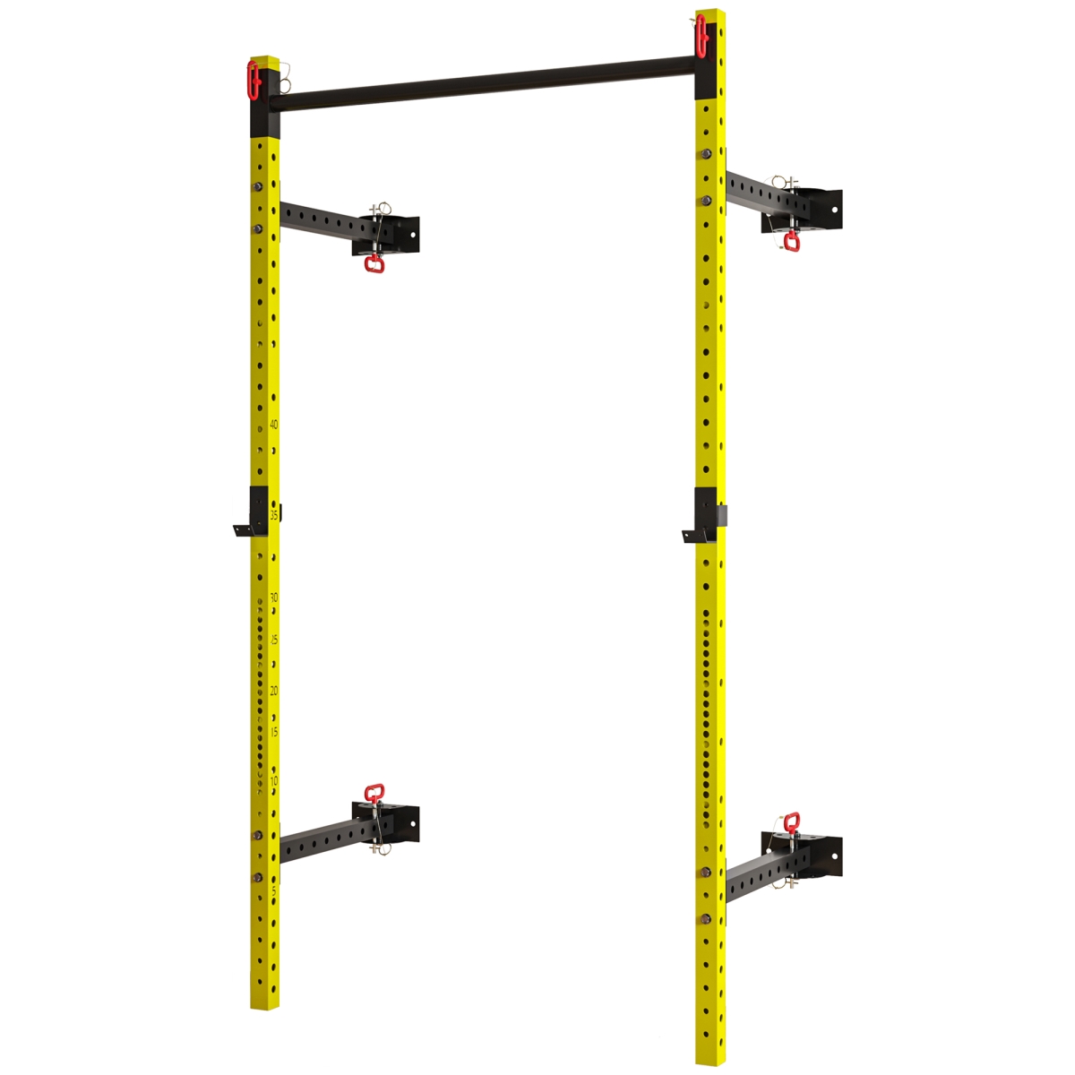 Picture of 212 Main A91-365V00YL Soozier Folding Squat Rack with Pull Up Bar - Wall Mounted & Adjustable - Power Rack&#44; Yellow - 1000 lbs