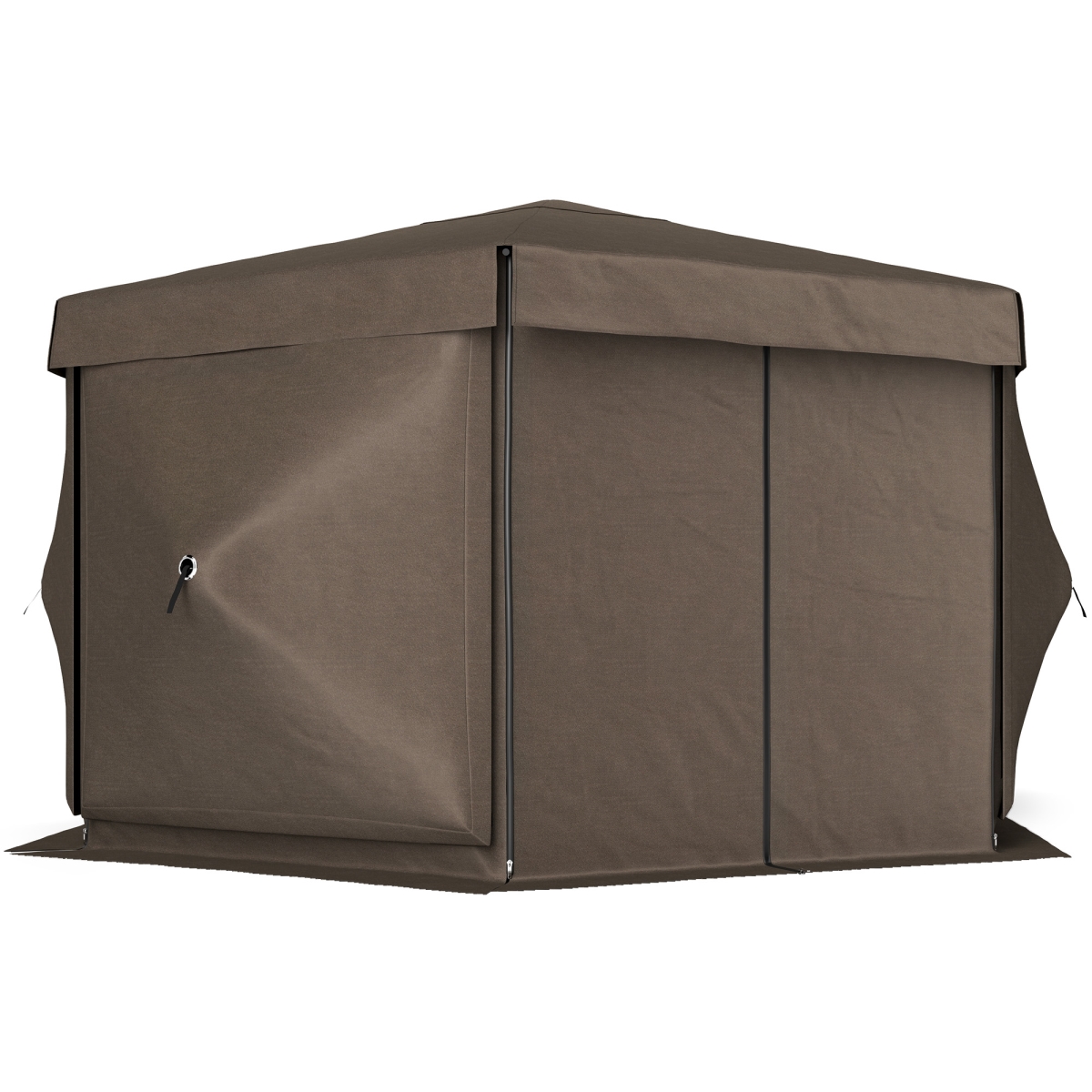 Picture of 212 Main 84C-644V00BN 12 x 12 ft. Outsunny Hexagonal Pop Up Gazebo Canopy Tent with 5 Sidewalls - Outdoor Canopy Shelter with Carry Bag&#44; Brown