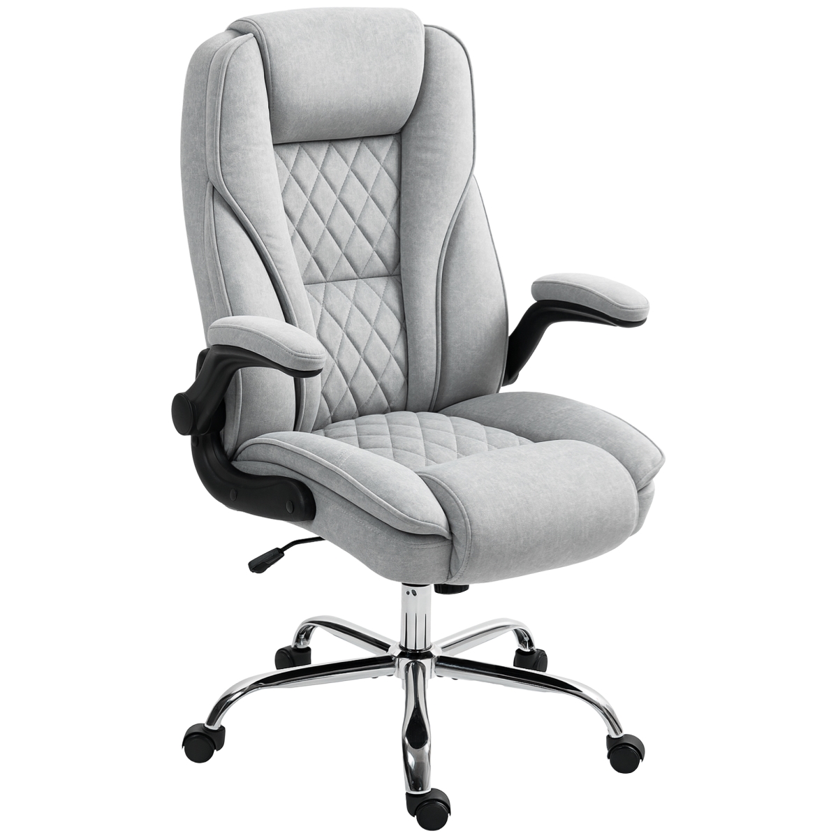 Picture of 212 Main 921-799V00GY HOMCOM Executive Office Chair - Desk Chair with Flip-up Armrest - Diamond Fabric Computer Chair for Home Office&#44; Gray