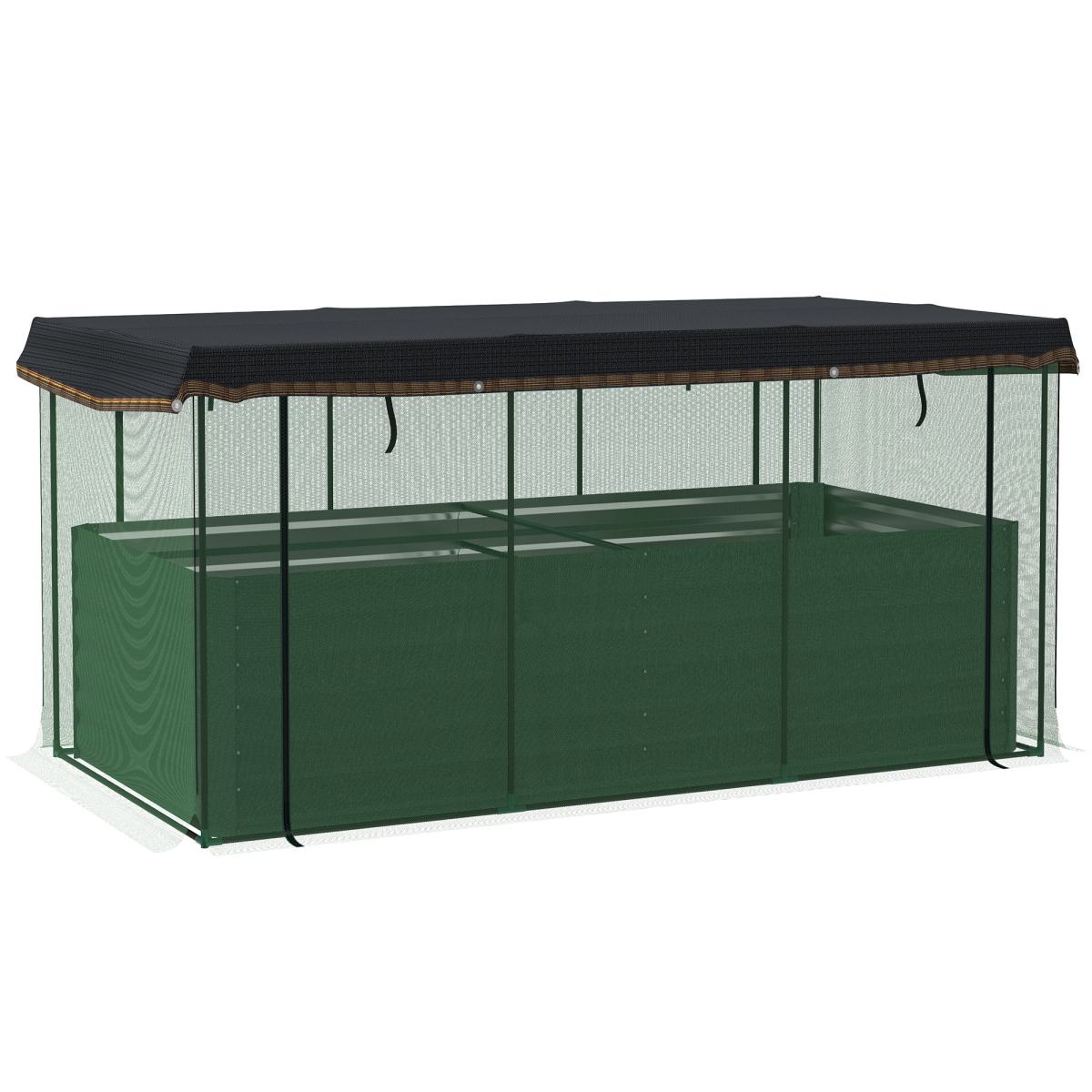 Galvanized Steel Planter Box with Crop Cage - Green - Raised Garden Bed