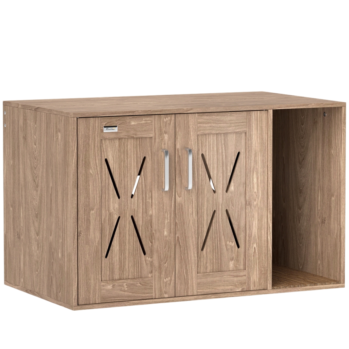 Picture of 212 Main D31-108V00WN 31.5 x 19 x 20 in. PawHut Cat Litter Box Enclosure with Scratching Board - Cat Washroom End Side Table&#44; Walnut Brown