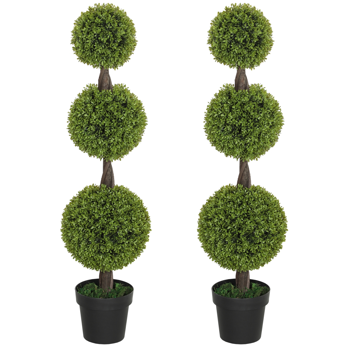 Picture of 212 Main 830-969V00GN 45.3 in. HOMCOM Topiary Balls Boxwood Topiary Plants - 3 Ball Fake Plants in Pots for Indoor Outdoor Living Room&#44; Green - 2 Piece