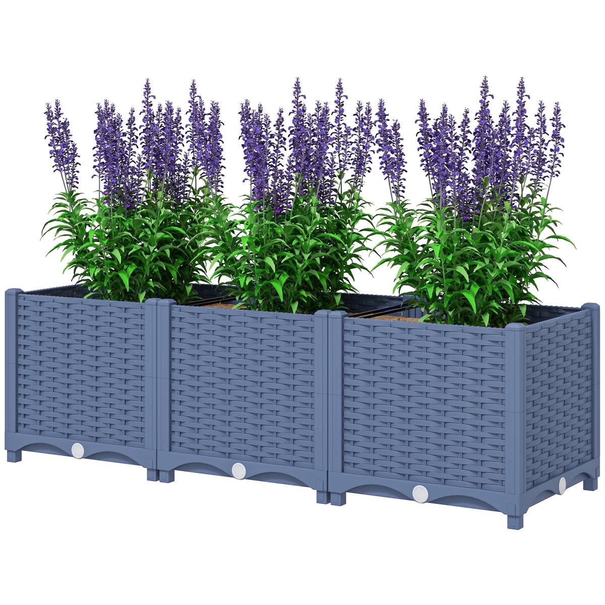 Plastic Raised Garden Bed - Blue - 4 x 1 x 1 ft - Lightweight with Drainage Holes