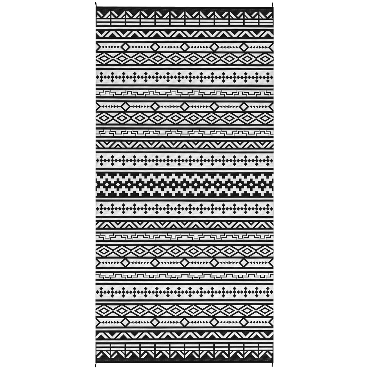 Picture of 212 Main 84J-061V02BK 9 x 18 ft. Outsunny Reversible Outdoor Rug - Waterproof Plastic Straw with Carry Bag&#44; Black & White Geometric Wall