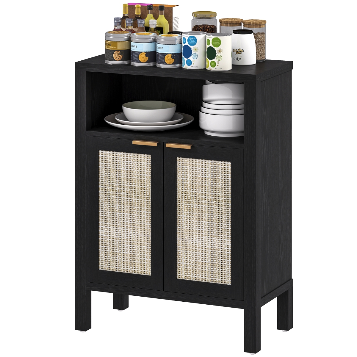 Picture of 212 Main 83B-314V80BK HOMCOM Sideboard Buffet Cabinet with Storage - Modern Accent Cabinet with Adjustable Shelf - Coffee Bar Cabinet&#44; Distressed Black