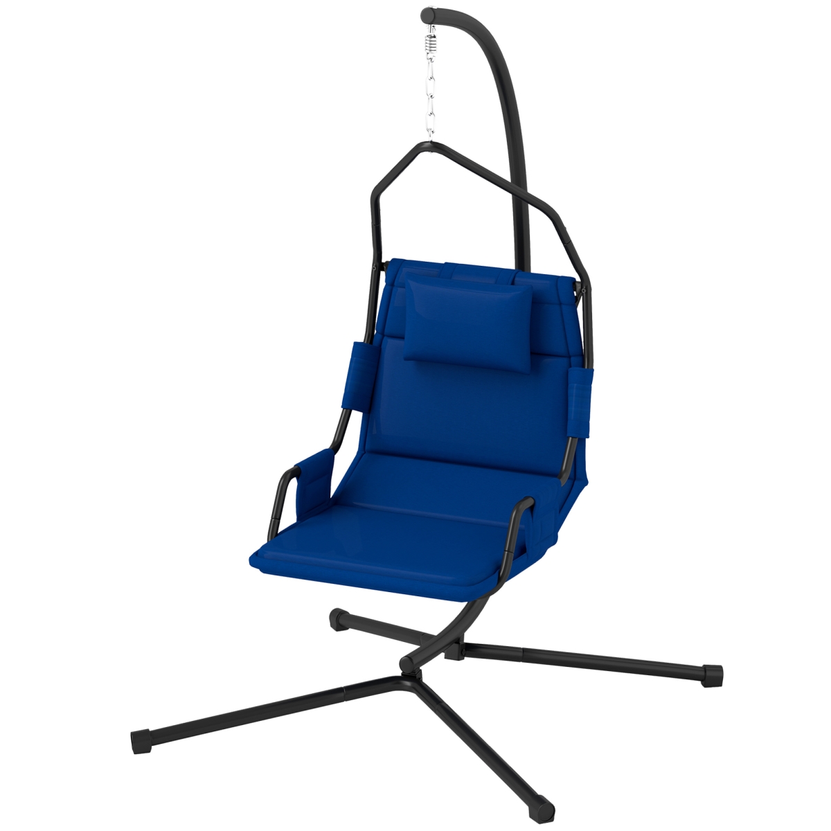 84A-376V00DB Outsunny Hammock Chair with Stand & PA Coating Cushion - Hanging Swing Chair with Steel Frame for Indoor & Outdoor, Dark Blue