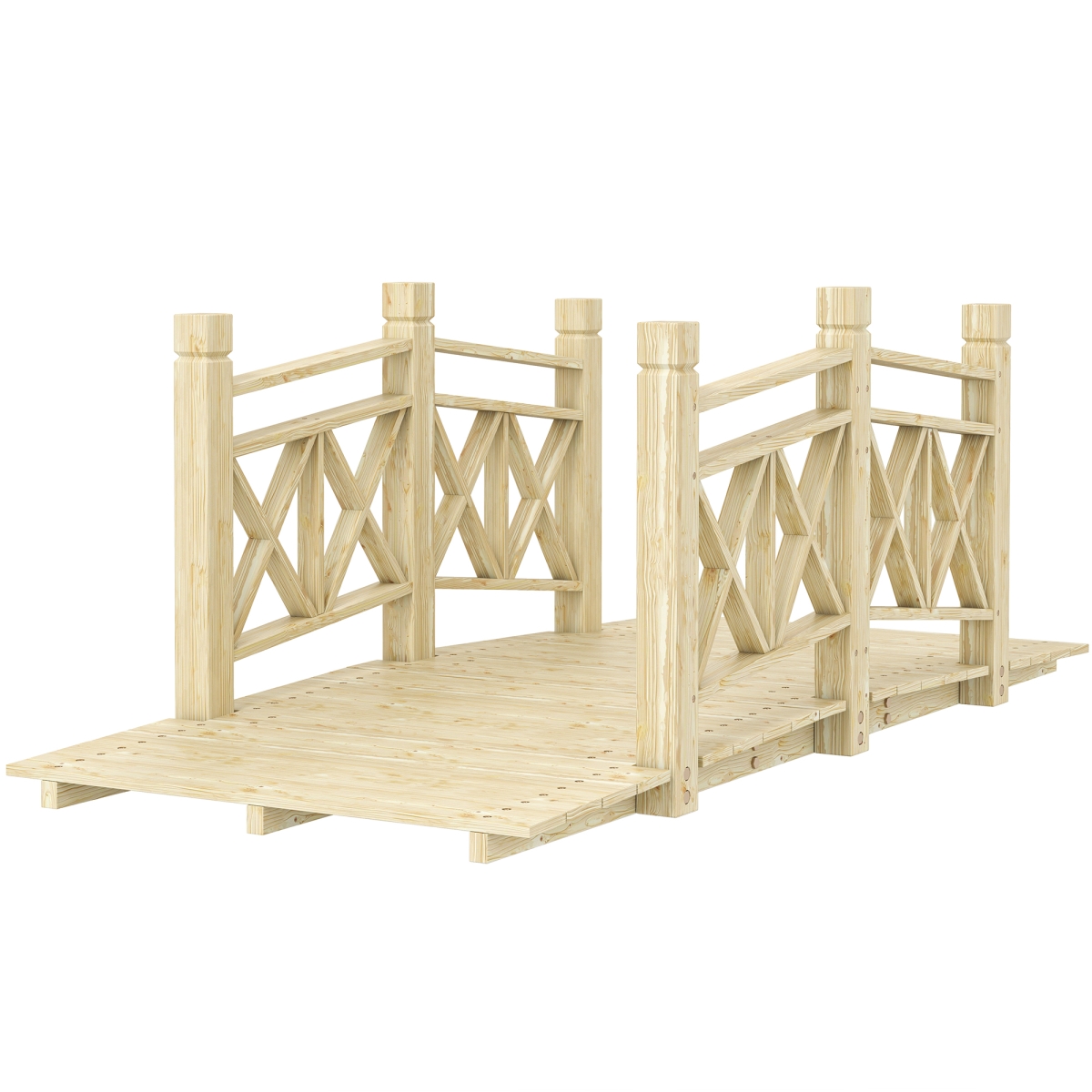 Wooden Garden Bridge - Nature Wood - 5 ft. - Elegant Design