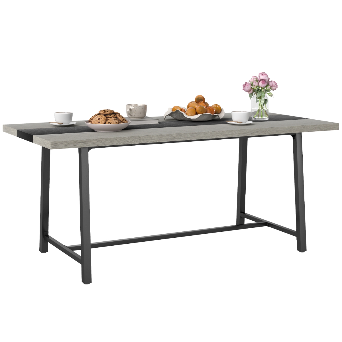 Picture of 212 Main 83A-278V80GY 70.9 in. HOMCOM Industrial Kitchen Table for 8 People - Long Dining Table with Large Tabletop & Steel Legs for Dining Room&#44; Gray