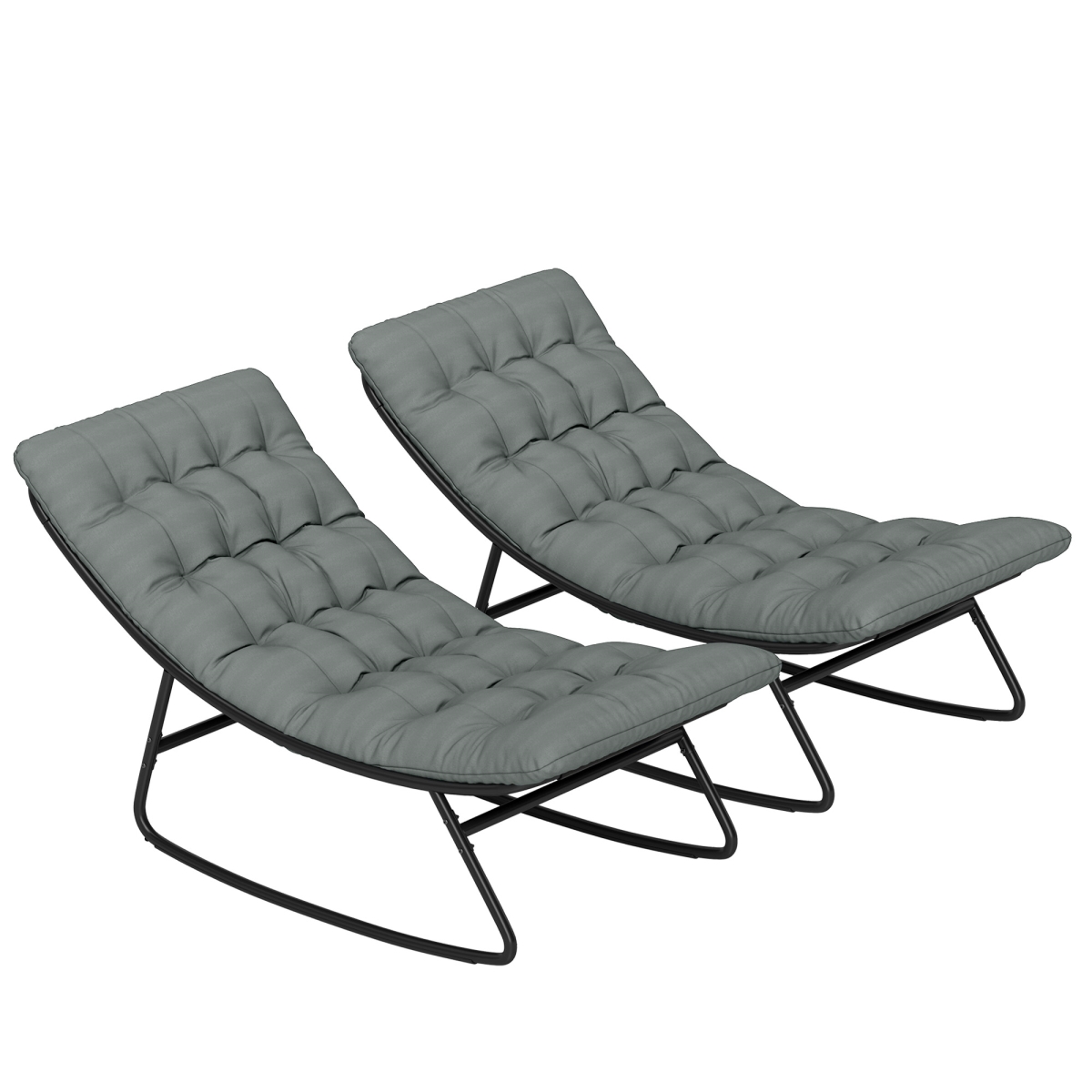 84G-540V01GY Outsunny Outdoor Patio Rocking Chairs - Rocking Porch Chairs with Mesh Deep Seats for Indoor - Porch - Balcony, Dark Gray - 2 Piece