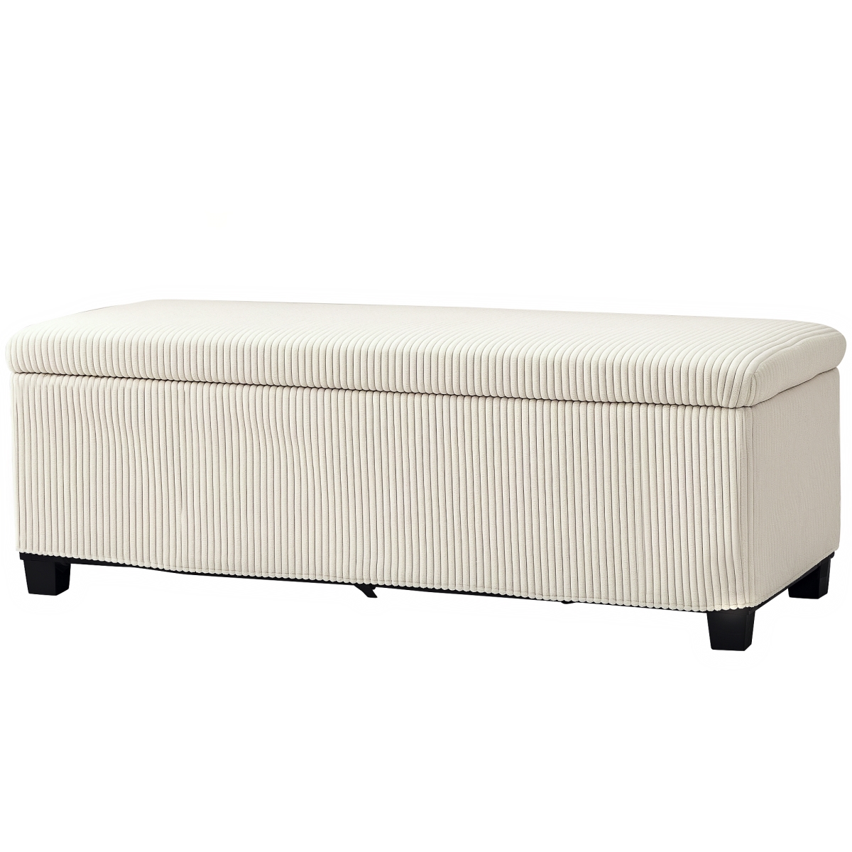 Picture of 212 Main 838-527V00BG 44 in. HOMCOM Ottoman with Storage - Lid - Legs - Corduroy End of Bed Bench for Living Room - Bedroom - Entryway&#44; Beige