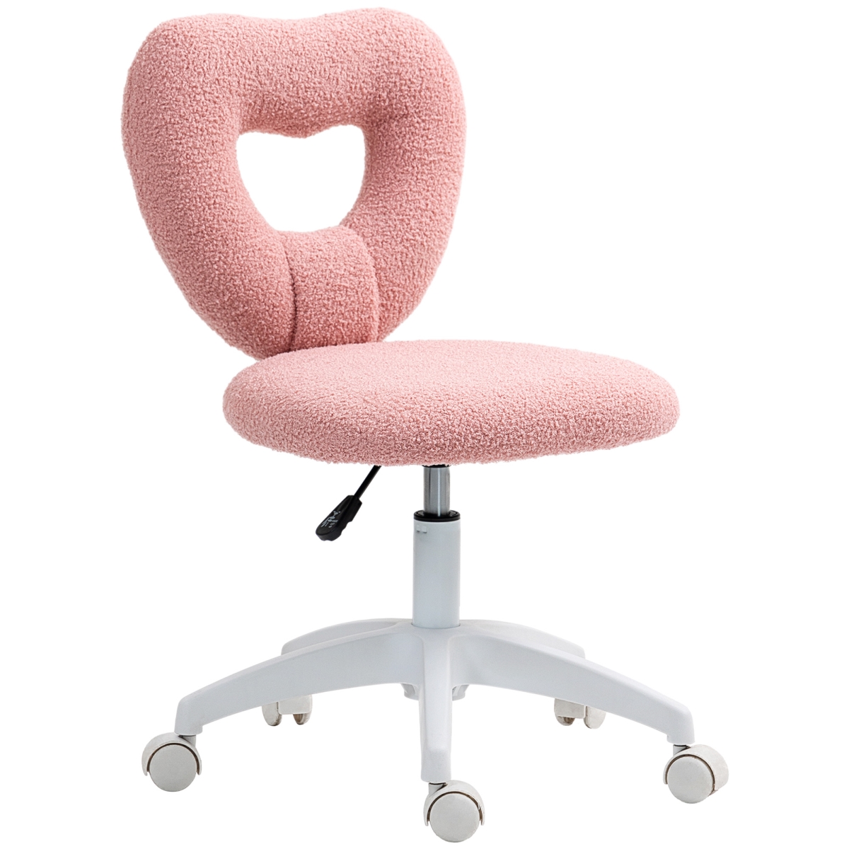 Picture of 212 Main 921-835V00PK HOMCOM Armless Computer Desk Chair - Office Task Chair - Teddy Fleece Heart Makeup Vanity Chair with Swivel Wheels&#44; Pink