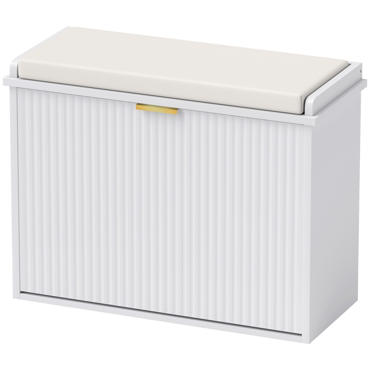 Picture of 212 Main 837-559V80WT 24.4 x 10.2 x 18.7 in. HOMCOM Shoe Storage Bench with Padded Seat Cushion & Flip-Drawer - Entryway Bench - Shoe Cabinet&#44; White