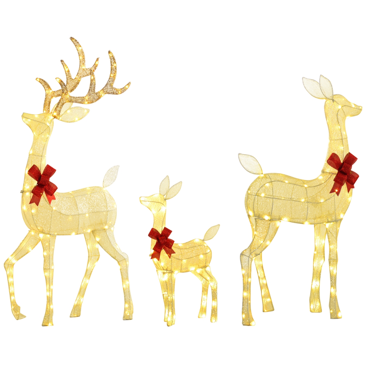Picture of 212 Main 84J-010V80SR Outsunny Light Up Christmas Deer Family Set Lighted Reindeer Christmas Decoration with Lights for Indoor Outdoor&#44; Silver - 3 Piece