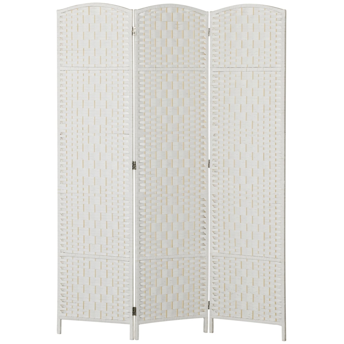 830-160V00WT 6 ft. HOMCOM Room Divider - 3 Panel Folding Privacy Screen - Tall Portable Weave Partition Wall Divider for Bedroom, White