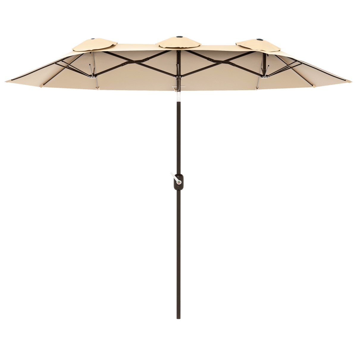 Double-Sided Patio Umbrella - Brown - 9.5 ft. - 12 Ribs & 3 Air Vents