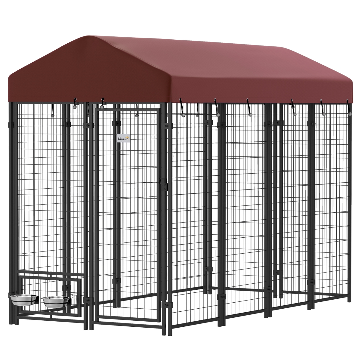 Picture of 212 Main D02-093V01RD 8 x 4 x 6 ft. Pawhut Outdoor Dog Kennel with Rotating Bowl Holders&#44; Walk-in Pet Playpen with Waterproof Cover&#44; Red