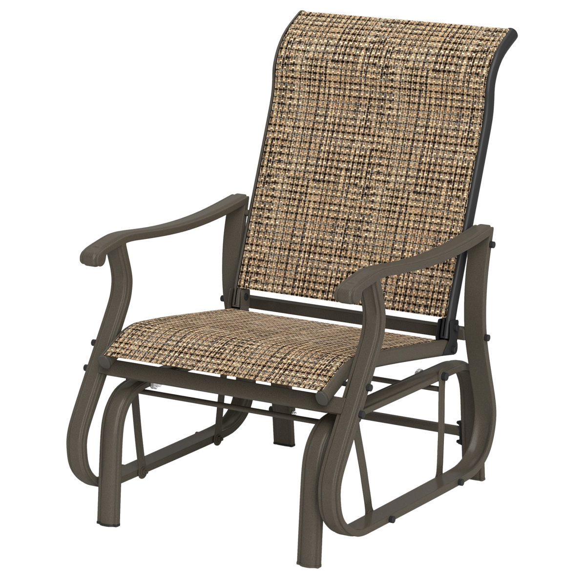 Picture of 212 Main 84B-961V00LN Outsunny Outdoor Glider Patio Swing Chair with Mesh Seat&#44; Steel Frame for Backyard - Garden & Porch&#44; Light Mixed Brown