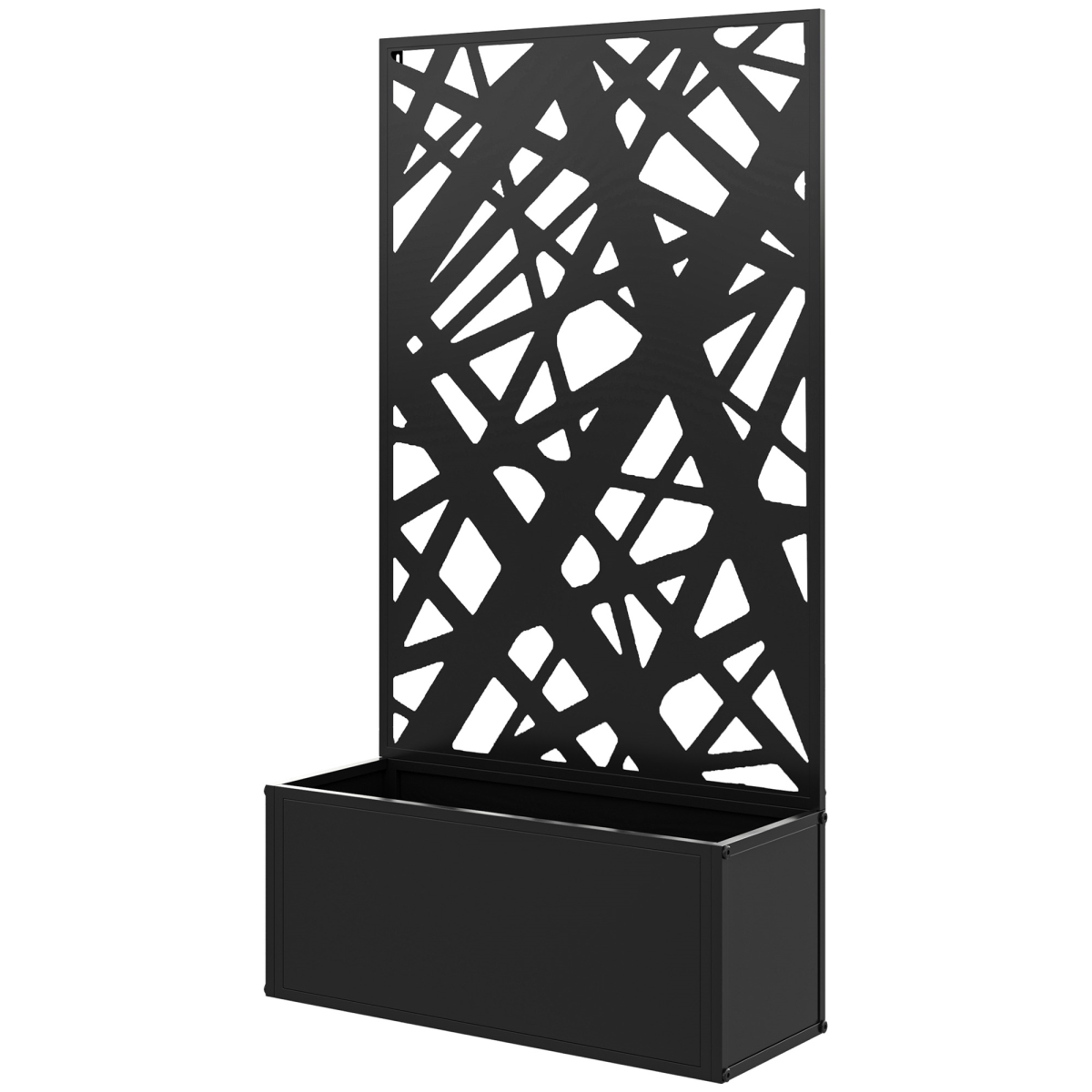 24 x 9.1 x 44.5 in. Outsunny Metal Planter Box Raised Garden Bed with Decorative Privacy Screen, Wall-Mounted or Freestanding, Black