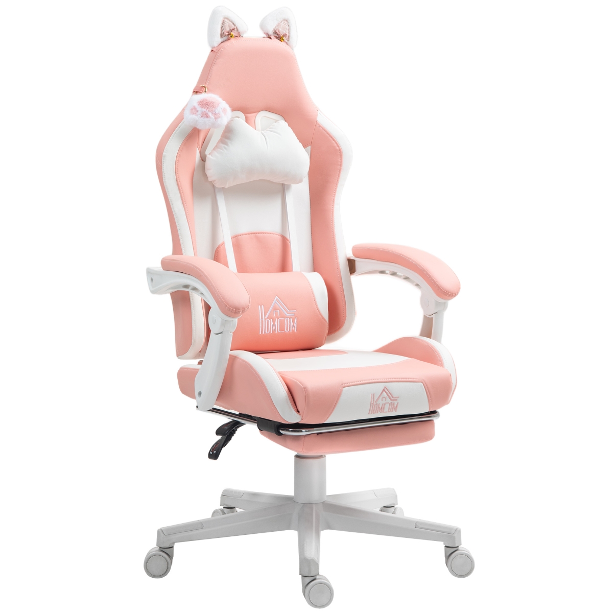 Picture of 212 Main 921-794V00PK HOMCOM Cute Racing Gamer Chair - Faux Leather with Footrest - Headrest & Lumbar Support&#44; Pink