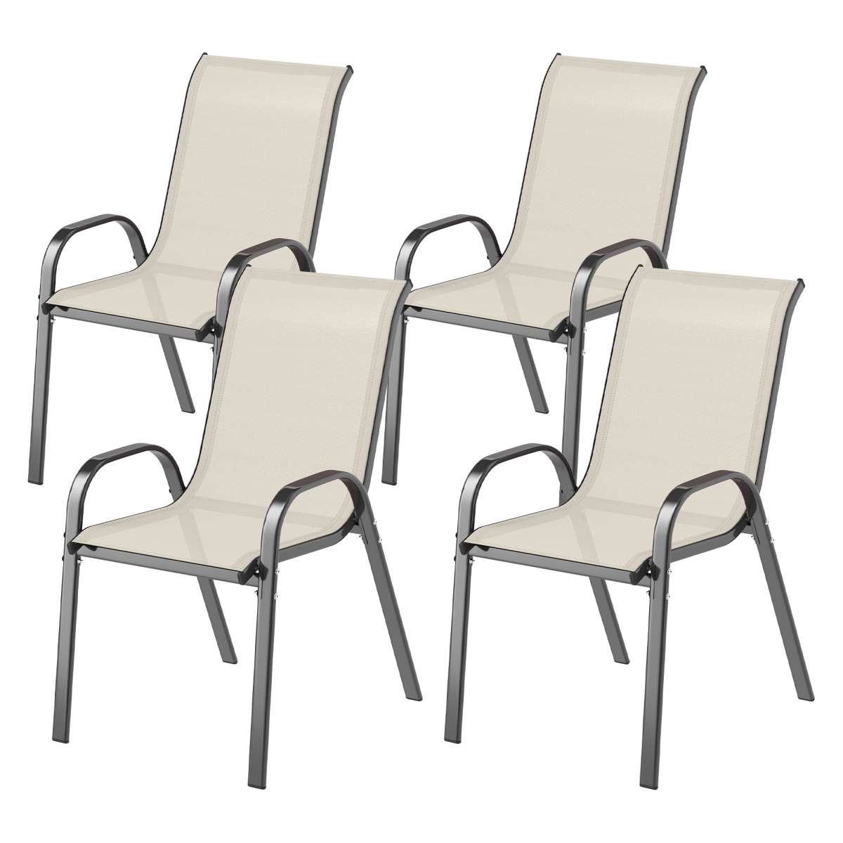 Picture of 212 Main 84G-668V01BG Outsunny Outdoor Dining Chairs - Stackable Patio Chairs with High Back - Breathable Mesh Seat for Garden Lawn&#44; Beige - Set of 4