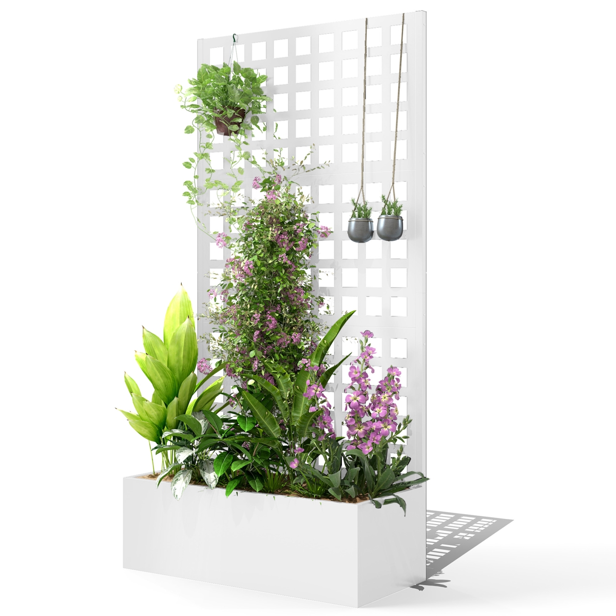 84H-146V00WT 35 x 16 x 70 in. Outsunny Galvanized Raised Garden Bed Planter Box with Trellis for Climbing Plants, Vegetable & Vines, White