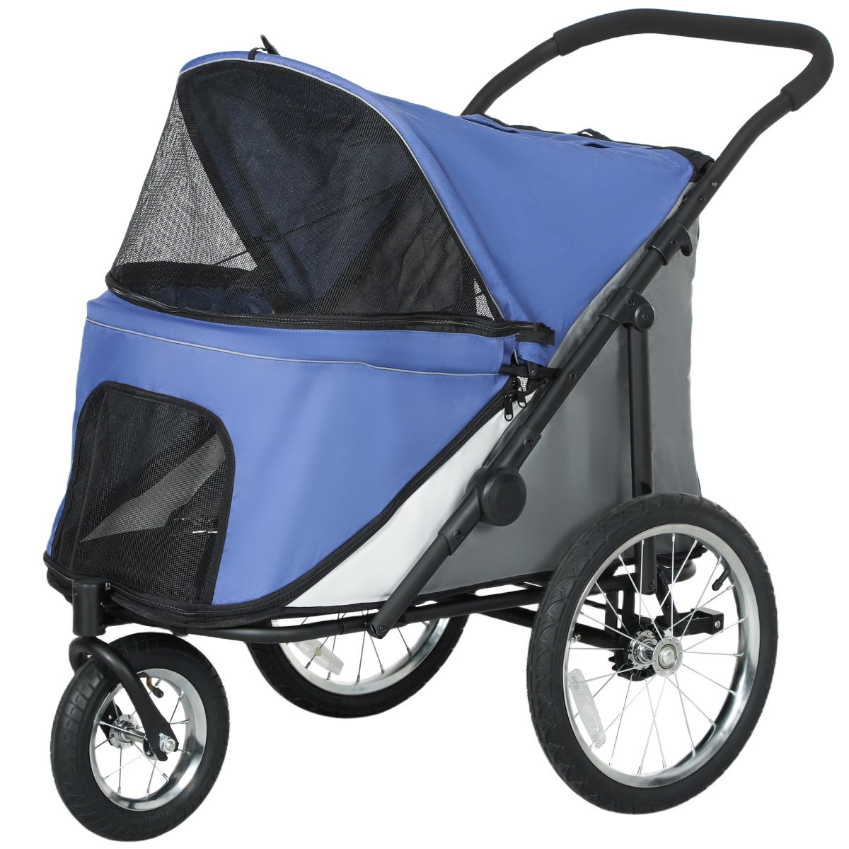 Picture of 212 Main D00-199V00BU PawHut Dog Jogger Stroller with One-Hand Fold - Rubber Wheels - Storage Bag - Soft Cushion for Small & Medium Dogs&#44; Blue