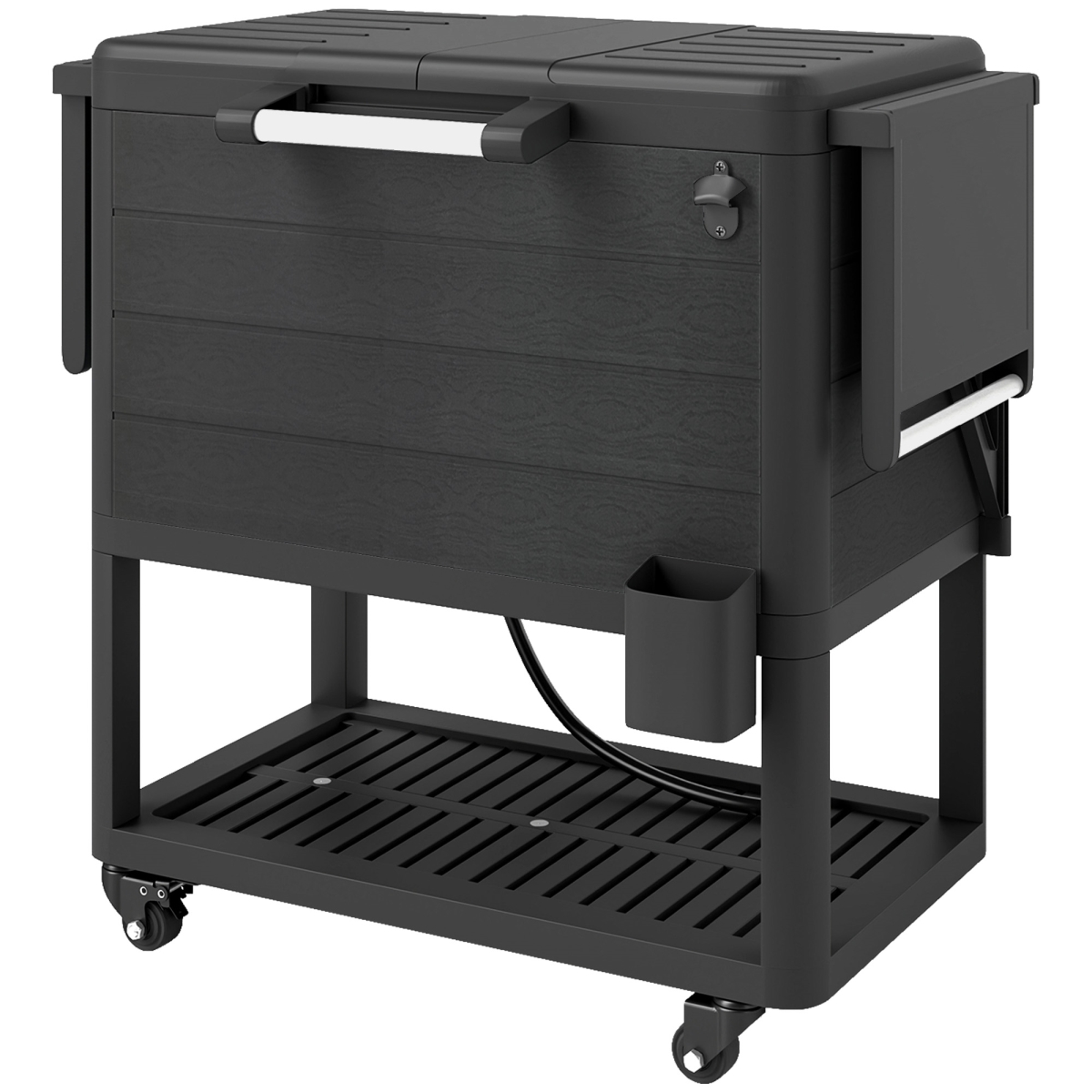Picture of 212 Main 846-194V00BK 104 qt. Outsunny Large Capacity Outdoor Cooler Cart - Patio Rolling Ice Chest with Bottle Opener Shelves Wheels&#44; Black