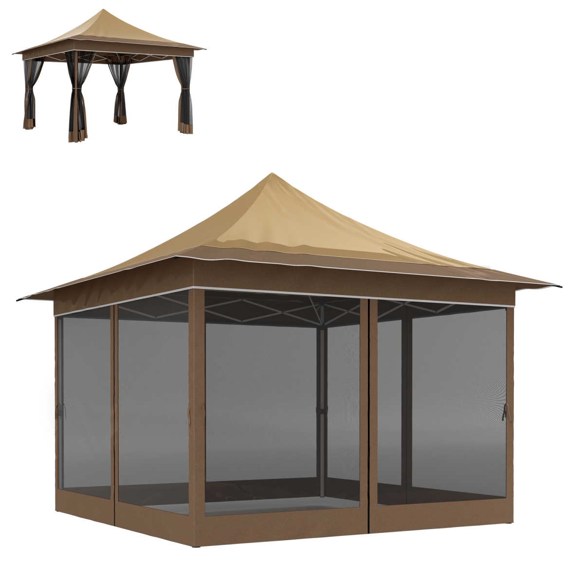 Picture of 212 Main 84C-661V00BG 12 x 12 ft. Outsunny Canopy Tent with Mesh Netting - UPF50 Plus Pop Up Tent with Carry Bag for Garden - Patio&#44; Beige