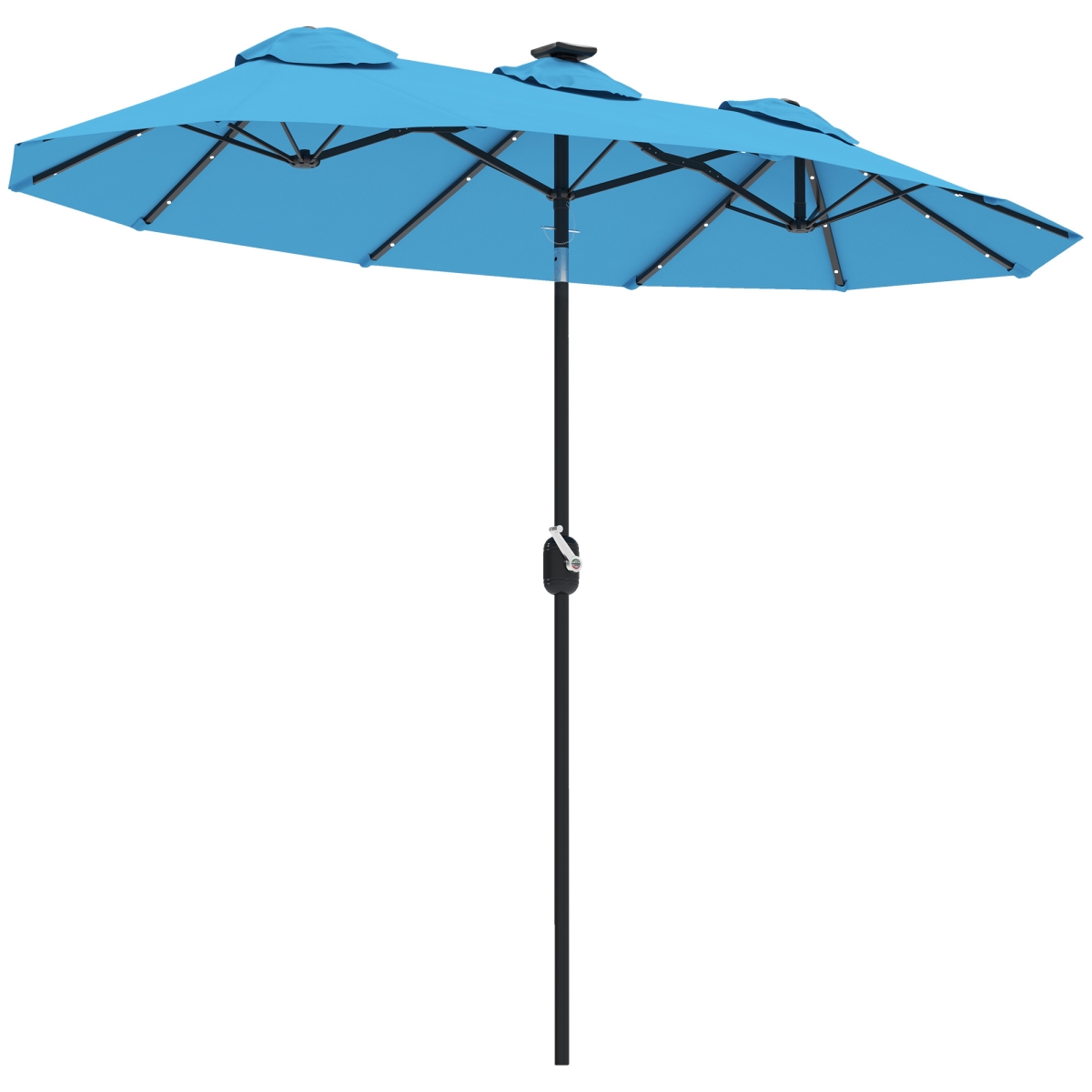 Double-Sided Patio Umbrella - Light Blue - 9.7 ft. - Solar LED Lights